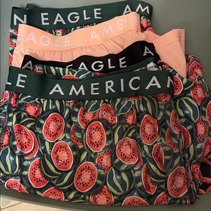 American Eagle Peach/Pink Men's Boxer Briefs with Logo Waistband lot of four